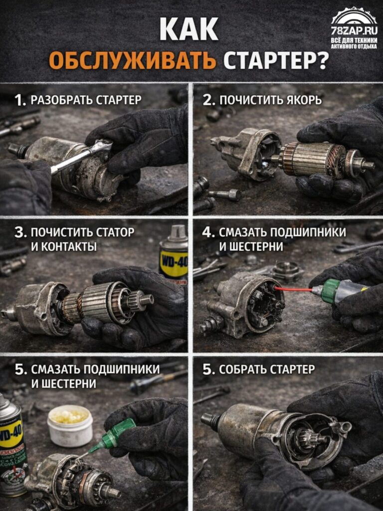 как обслуживать стартер снегохода